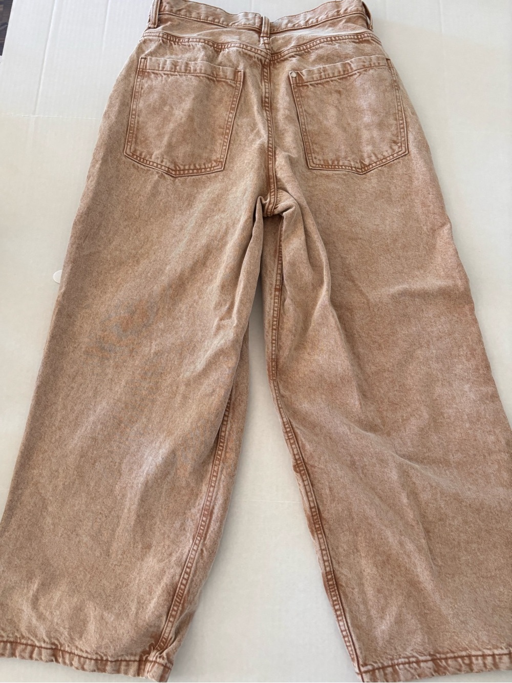 H&M Relaxed Wide-Leg Jeans in Faded Brown copper wash denim